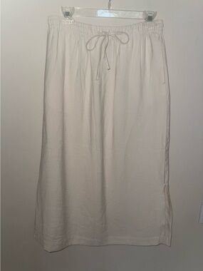 -A New Day Lightweight Cream Drawstring Midi Skirt M